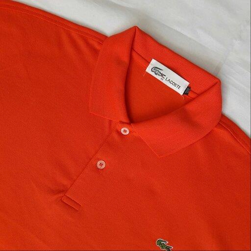 تیشرت یا همان پولوشرت  جو دون اصل  LACOSTE  (4 XLرنگ نارنجی جنس عالی چهار فصل قابل پوشیدن است